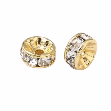 Guldfärgat kirurgiskt stål strassrondeller 5 mm med 18k, 10 st