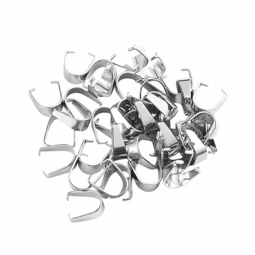 Rostfritt stål berlockhållare (bails) 9x4mm, 10 st