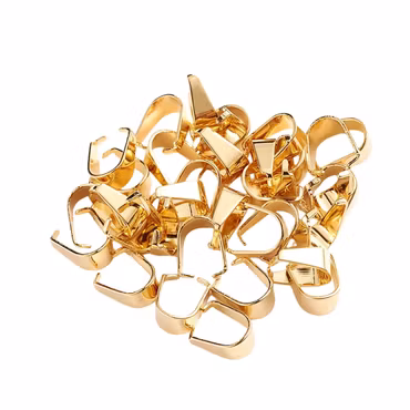 Guldfärgast rostfritt stål berlockhållare (bails) 9x4mm 18k, 10 st