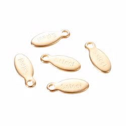 Guldfärgat kirurgiskt stål små tags med text 24k, 10 st