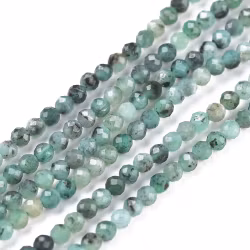 Faceted emerald 2 mm, 1 strand