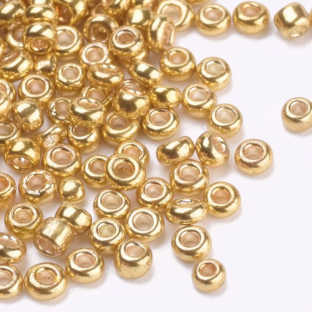 Seed beads 2-2.3 mm guld, ca 20 g