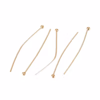 Guldfärgat kirurgiskt stål hattpinnar med kula 4 cm och 24k plätering, ca 50 st