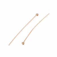 Guldfärgat kirurgiskt stål hattpinnar med kula 4 cm och 24k guldplätering, ca 200 st