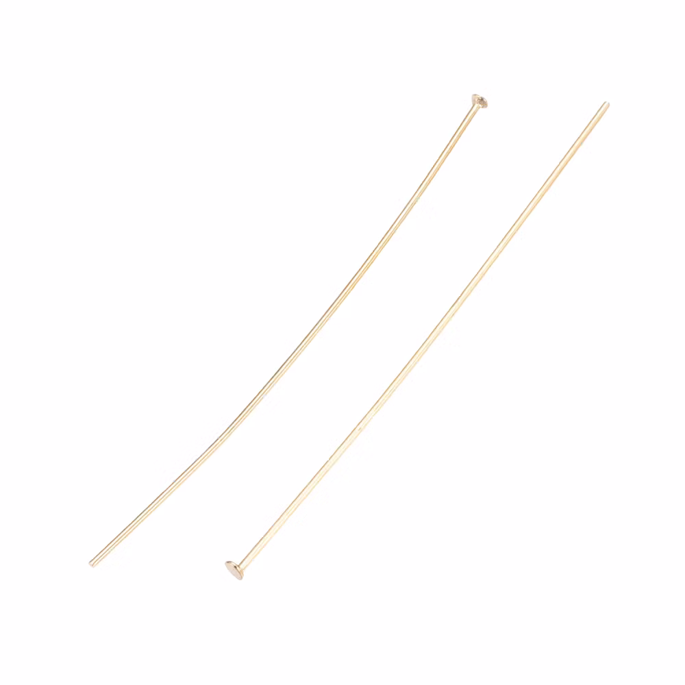 Guldfärgat kirurgiskt stål hattpinnar 5 cm med 24k plätering, ca 200 st