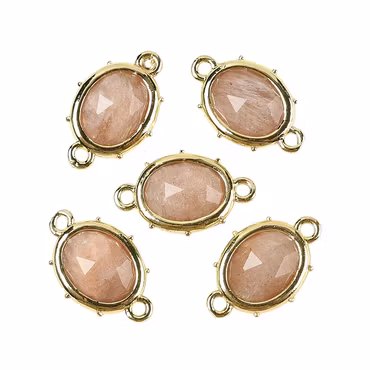 Guldfärgad connector oval solsten, 1 st