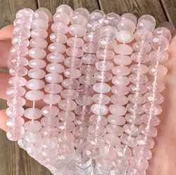 Facetterad rosenkvarts abacus 10x6 mm, 1 sträng