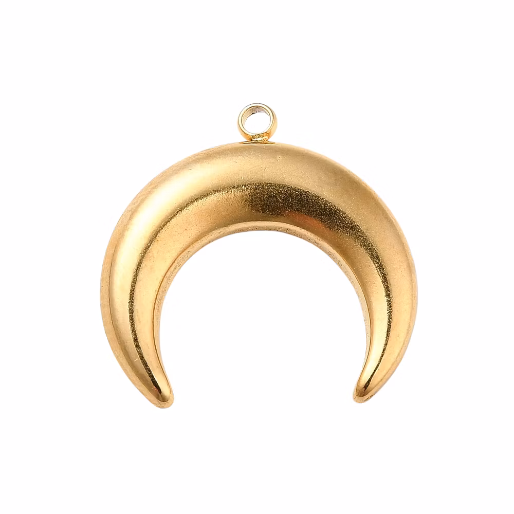 Guldfärgat rostfritt stål hänge crescent moon med PVD, 1 st