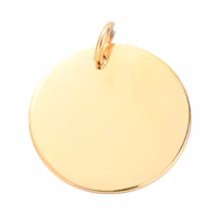 Guldfärgat rostfritt stål hänge rund tag 20 mm PVD, 1 st