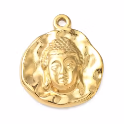 Guldfärgat rostfritt stål hänge Buddha med PVD, 1 st