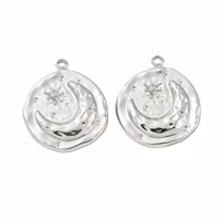 Rostfritt stål rund berlock måne och sol, 1 st