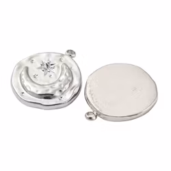 Rostfritt stål rund berlock måne och sol, 1 st