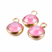 Guldfärgat rostfritt stål stor berlock rosa med PVD plätering, 1 st