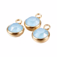 Guldfärgat rostfritt stål stor berlock turkos med PVD plätering, 1 st