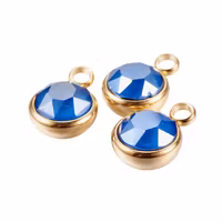 Guldfärgat rostfritt stål stor berlock blå med PVD plätering, 1 st