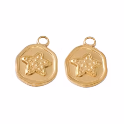 Guldfärgat rostfritt stål rund sjöstjärna med PVD plätering, 1 st