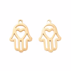 Guldfärgat rostfritt stål berlock hamsa, 1 st