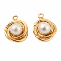 Guldfärgat rostfritt stål berlock med pärla, 1 st