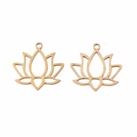 Guldfärgat rostfritt stål berlock lotus med 18k plätering, 1 st