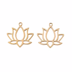 Guldfärgat rostfritt stål berlock lotus med 18k plätering, 1 st