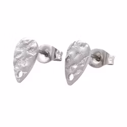 Rostfritt stål stiftörhängen hamrad droppe, 10 st