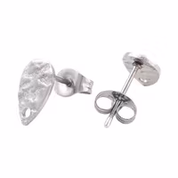 Rostfritt stål stiftörhängen hamrad droppe, 10 st