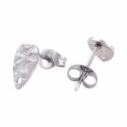 Rostfritt stål stiftörhängen hamrad droppe, 10 st