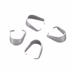 Silverfärgat rostfritt stål berlockhållare (bails) 8x7.5x4mm, 10 st