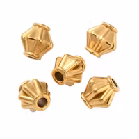 Guldfärgat rostfritt stål pärlor koner med PVD, 10 st