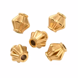 Guldfärgat rostfritt stål pärlor koner med PVD, 10 st