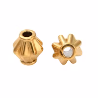 Guldfärgat rostfritt stål pärlor koner med PVD, 10 st