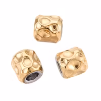 Guldfärgat rostfritt stål pärlor 4x4 mm med PVD, 10 st