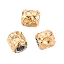 Guldfärgat rostfritt stål pärlor 4x4 mm med PVD, 10 st