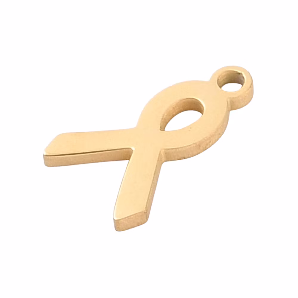 Guldfärgat rostfritt stål berlock rosa bandet, 1 st