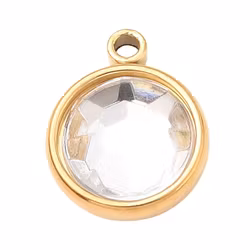 Guldfärgat rostfritt stål stor berlock glas, 1 st