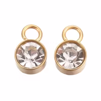 Guldfärgat rostfritt stål berlock glas med PVD plätering, 1 st