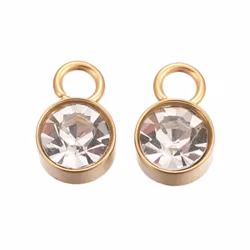 Guldfärgat rostfritt stål berlock glas med PVD plätering, 1 st