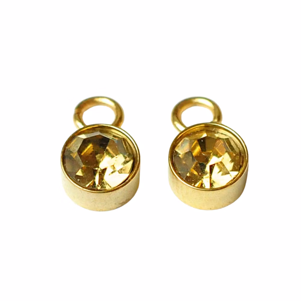 Guldfärgat rostfritt stål berlock guld med PVD plätering, 1 st