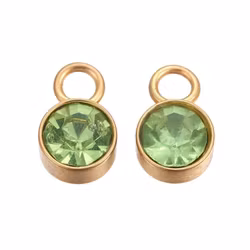 Guldfärgat rostfritt stål berlock ljusgrön med PVD plätering, 1 st