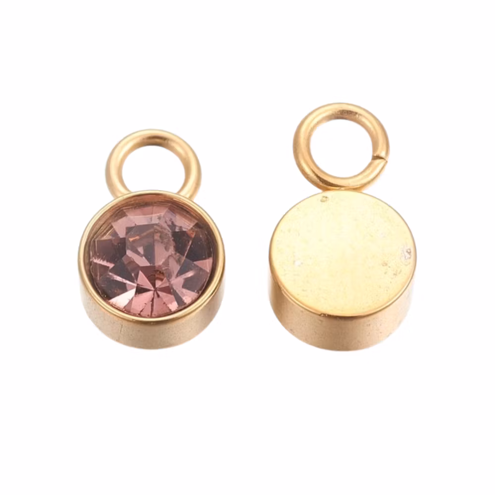 Guldfärgat rostfritt stål berlock lila med PVD plätering, 1 st