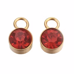 Guldfärgat rostfritt stål berlock röd med PVD plätering, 1 st