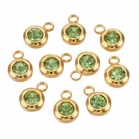 Guldfärgat rostfritt stål berlock liten ljusgrön, 1 st