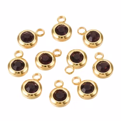 Guldfärgat rostfritt stål berlock liten mörklila, 1 st