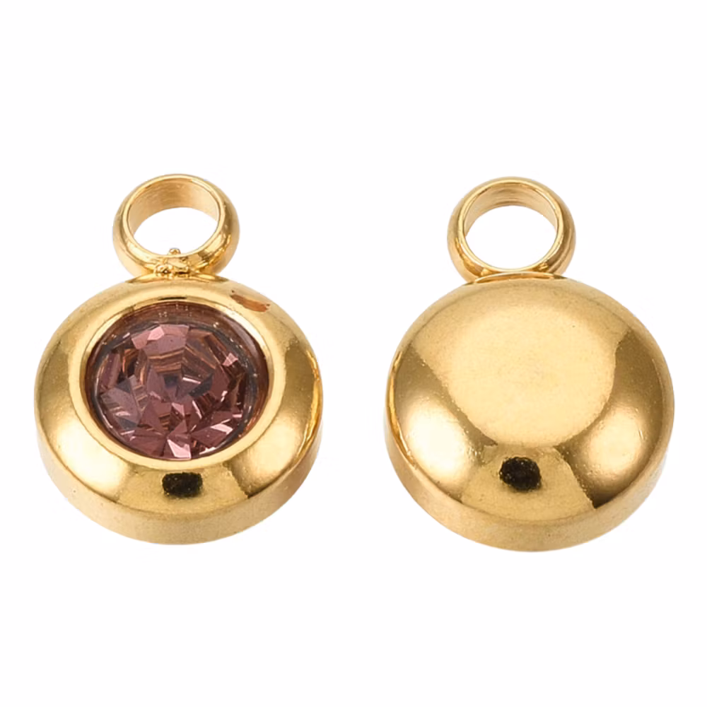 Guldfärgat rostfritt stål berlock liten lila, 1 st