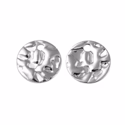 Rostfritt stål berlock rund och hamrad, 1 st