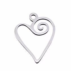 Guldfärgat kirurgiskt stål berlock sirligt hjärta, 1 st