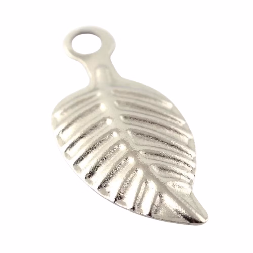 Guldfärgat rostfritt stål berlocker små löv, 10 st