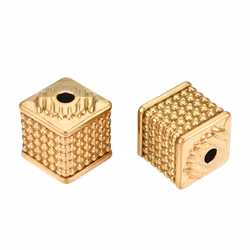 Guldfärgat rostfritt stål mönstrad kub med PVD, 1 st