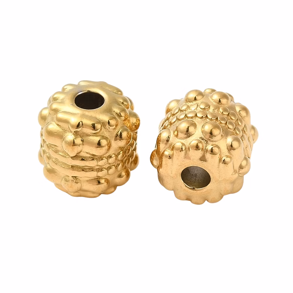 Guldfärgat rostfritt stål mönstrad cylinder med 18k, 1 st