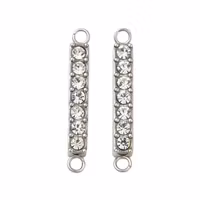 Rostfritt stål connector stav med strass och PVD, 1 st